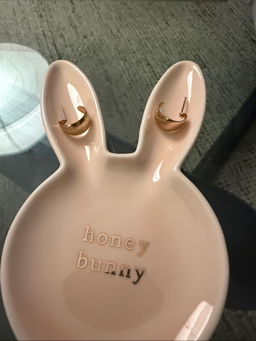 Pink 'honey bunny' Bunny Dish Jewelry Tray